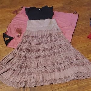 Hippy  Bohemian embroidery skirt